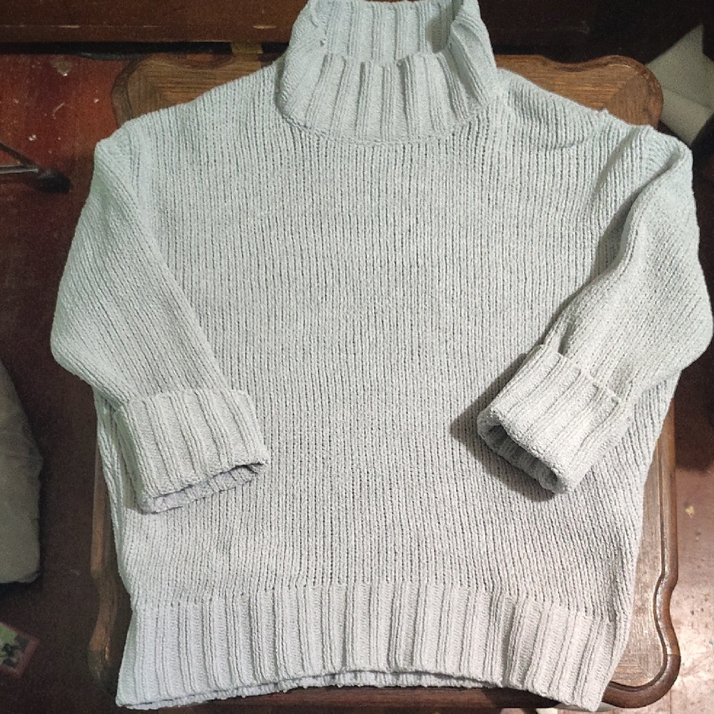 Philosophy Light Gray/Blue Turtleneck Sweater